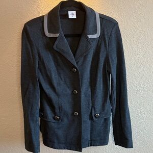 Cabi Tipped Crew Blazer, style #3030/ Charcoal Gray/ Size XS